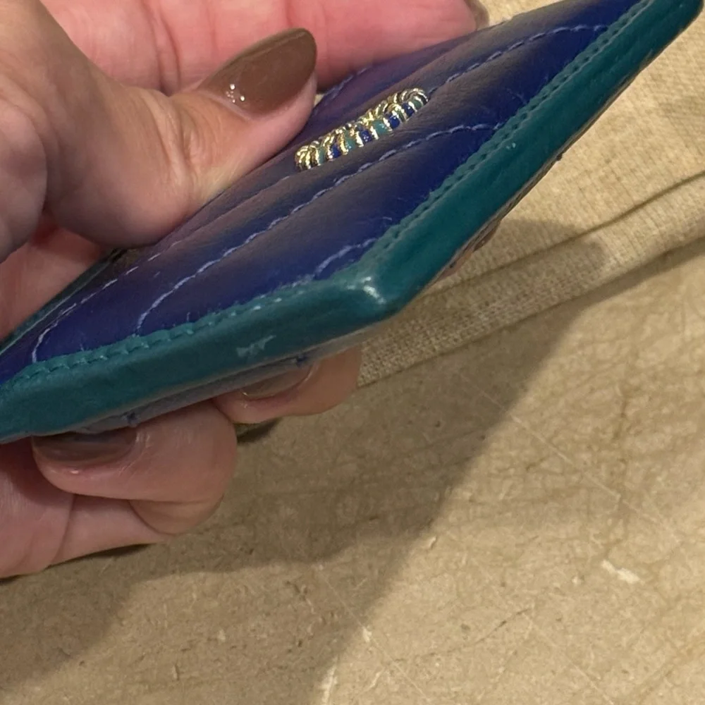 Gucci Quilted Leather Card Holder - Navy and Teal - Picture 5 of 6